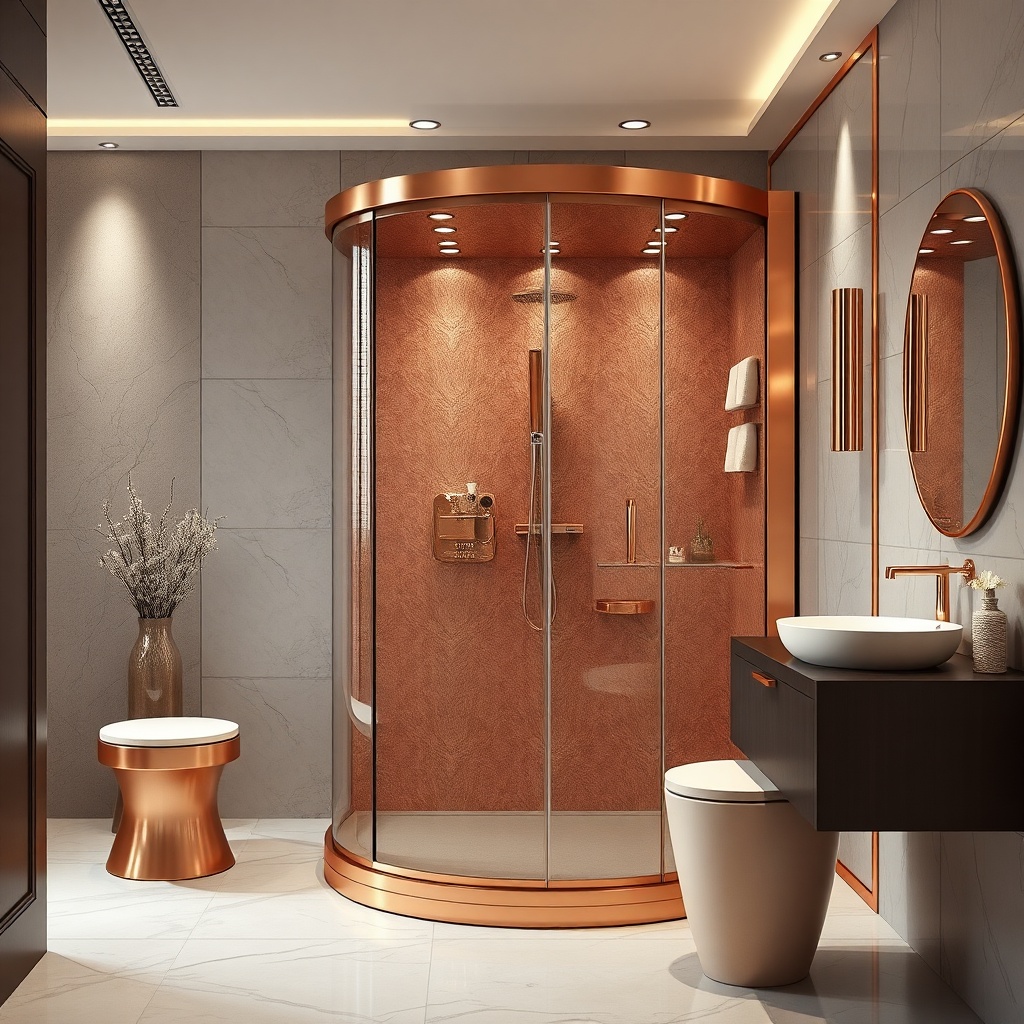 Rose Gold ve Bakır Detaylı Lüks Duşakabin Tasarımları